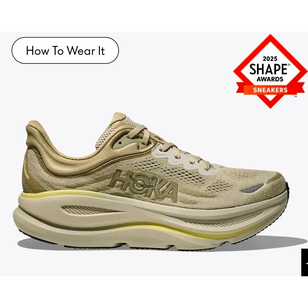 Hoka Bondi 9 Wide Mens 11.5 2E Running Shoes Oat Milk Silver Sky 1162013 GSSL
